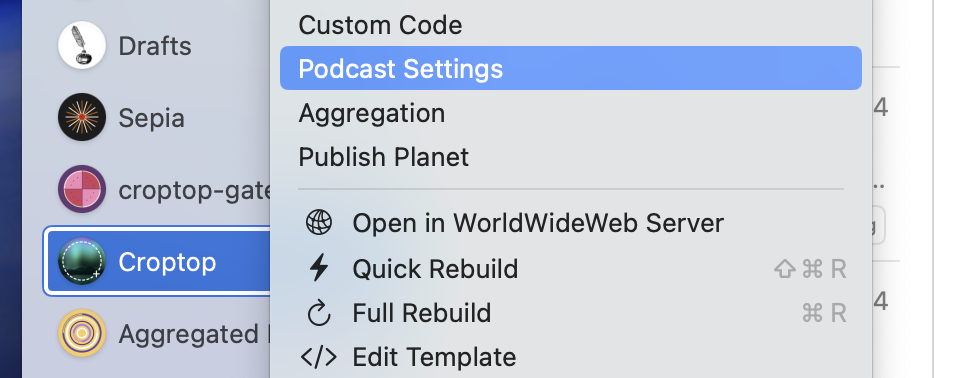 podcast settings